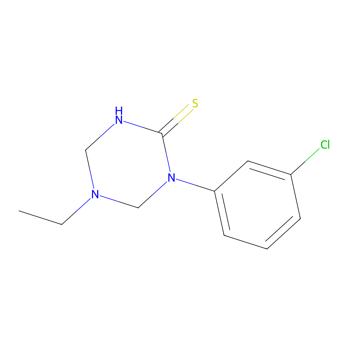 1-(3-Chlorophenyl)-5-ethyl-1,3,5-triazinane-2-thione molecular structure, CAS 676591-23-4