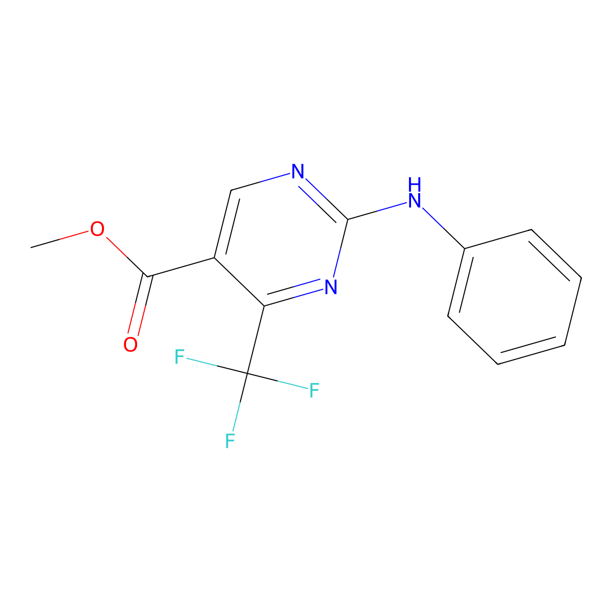 Methyl 2-anilino-4-(trifluoromethyl)pyrimidine-5-carboxylate molecular structure, CAS 676594-29-9