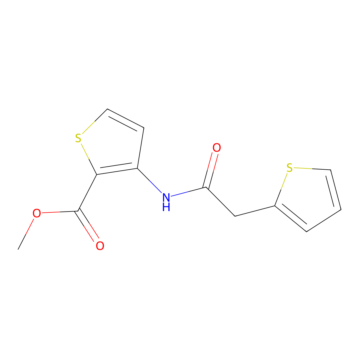 Methyl 3-(2-(2-thienyl)acetamido)thiophene-2-carboxylate molecular structure, CAS 676594-38-0