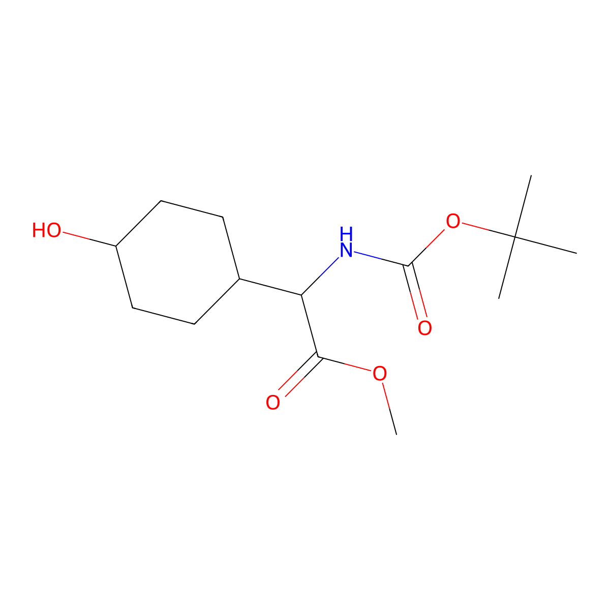Methyl (S)-2-((tert-butoxycarbonyl)amino)-2-(4-hydroxycyclohexyl)acetate molecular structure, CAS 676596-50-2