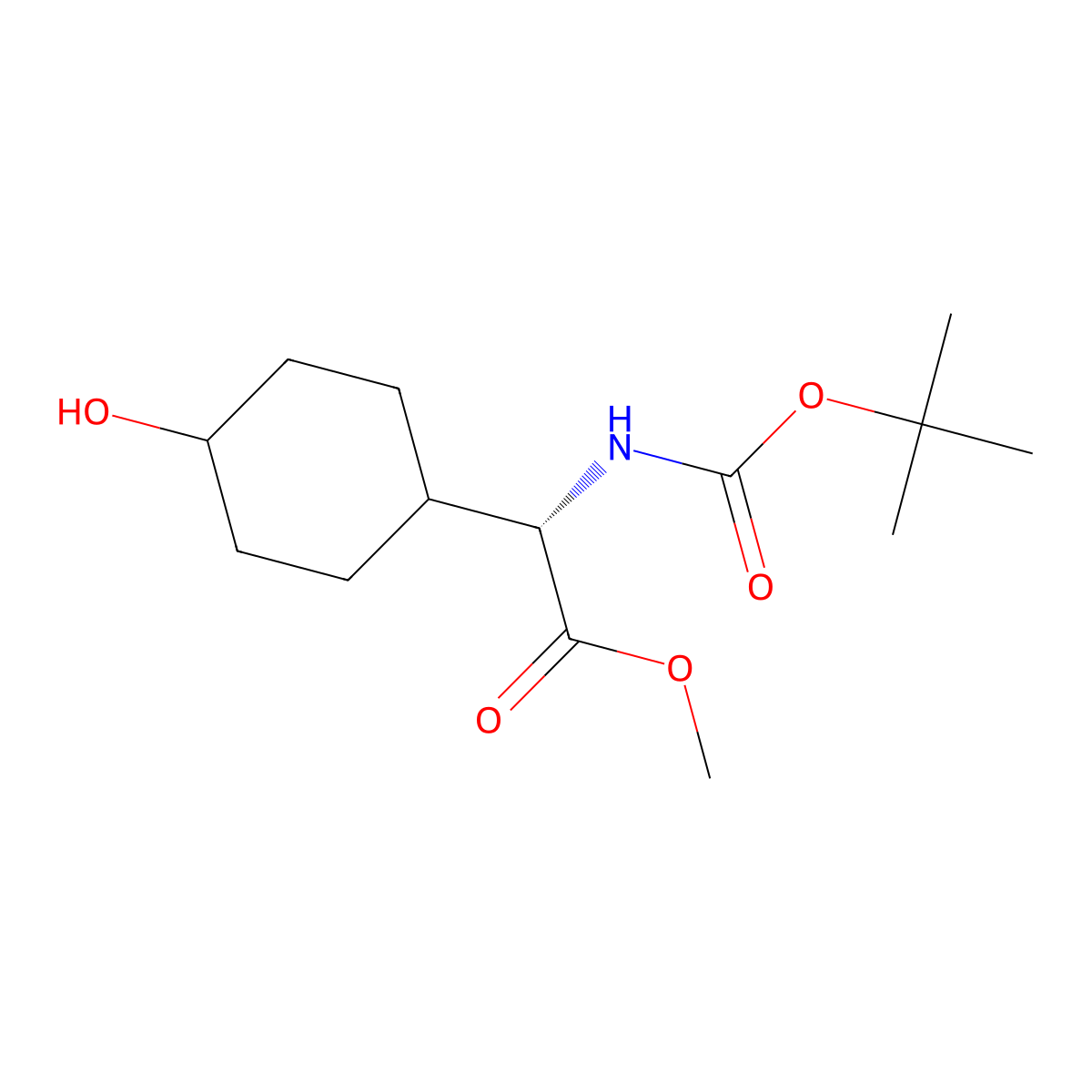 Methyl (S)-2-((tert-butoxycarbonyl)amino)-2-(4-hydroxycyclohexyl)acetate molecular structure, CAS 676596-50-2