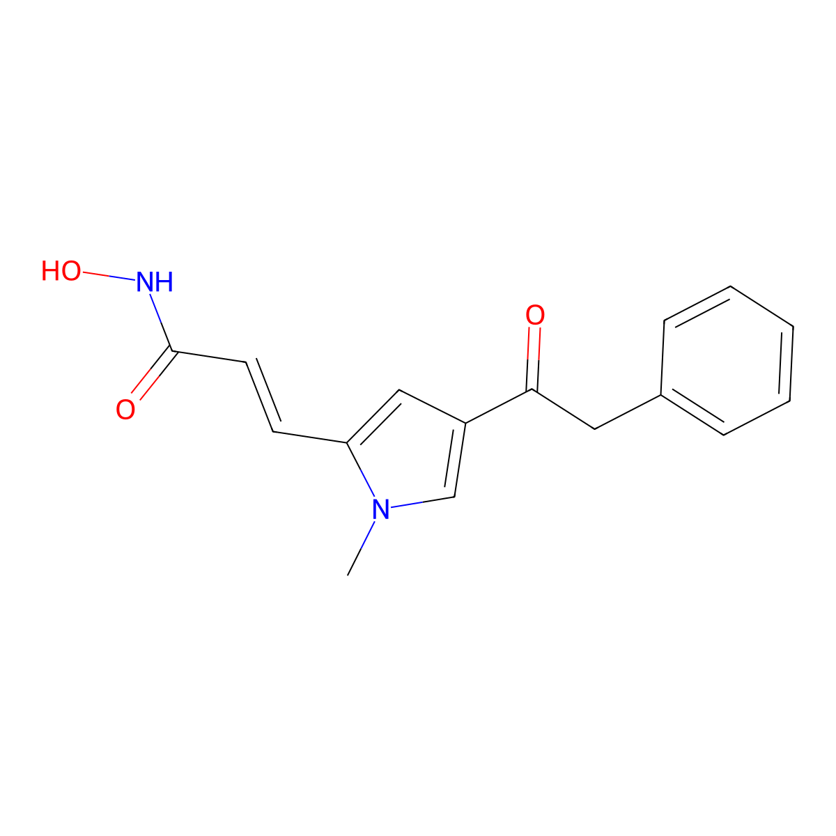 N-Hydroxy-3-[1-methyl-4-(phenylacetyl)-1H-pyrrol-2-yl]prop-2-enamide molecular structure, CAS 676599-90-9