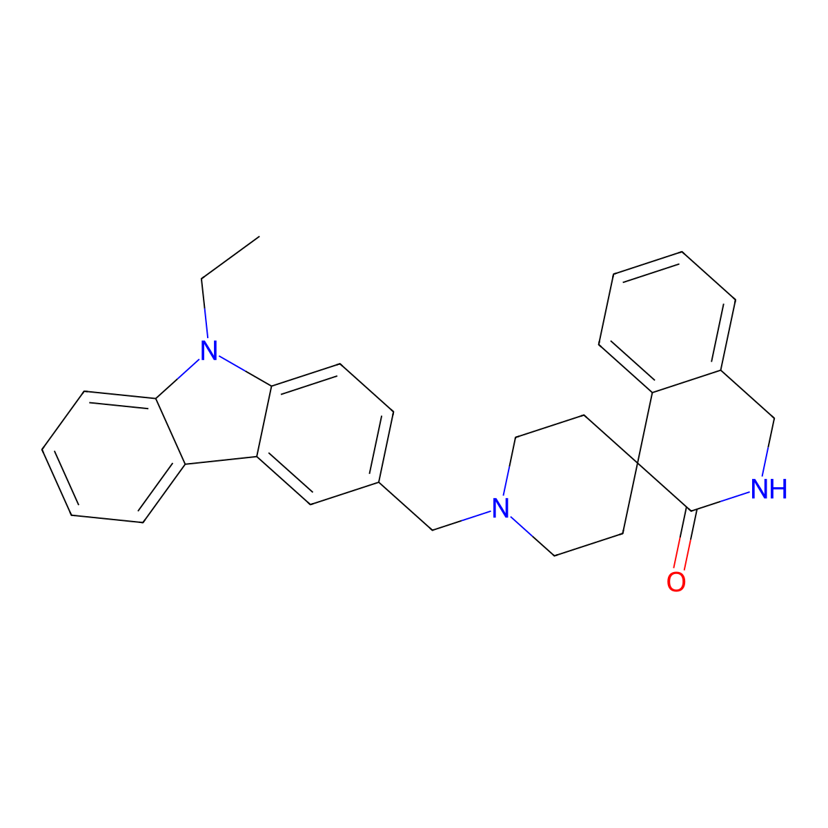 1'-[(9-ethyl-9H-carbazol-3-yl)methyl]-2,3-dihydro-1H-spiro[isoquinoline-4,4'-piperidin]-3-one molecular structure, CAS 676607-13-9