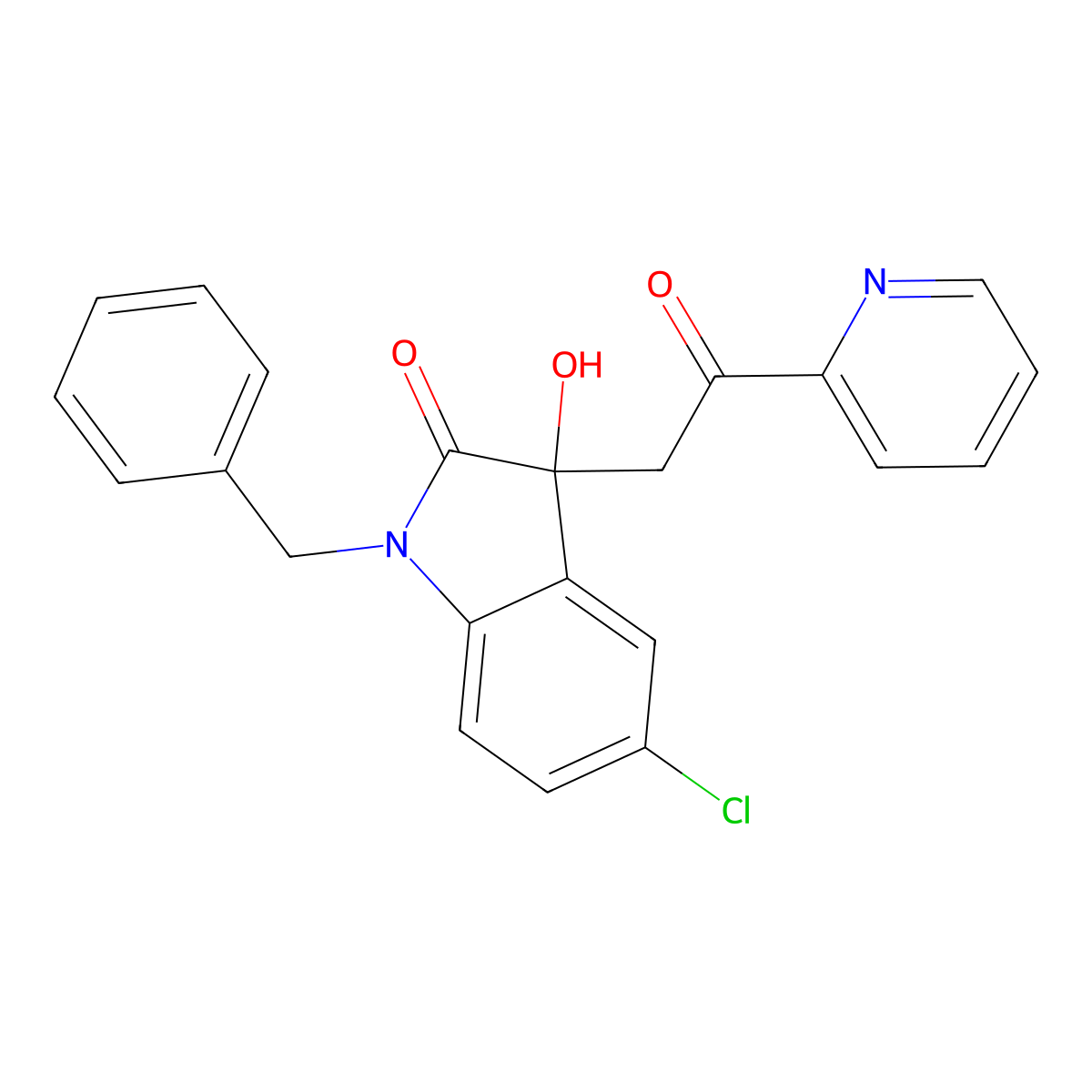 1-Benzyl-5-chloro-3-hydroxy-3-(2-oxo-2-pyridin-2-ylethyl)indol-2-one molecular structure, CAS 676612-21-8