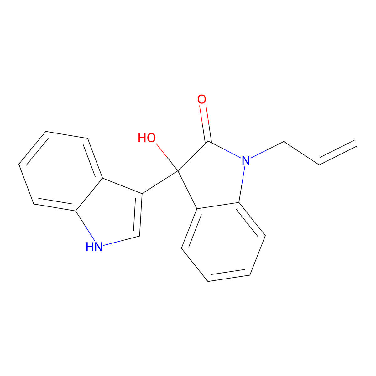 3-hydroxy-3-(1H-indol-3-yl)-1-prop-2-enylindol-2-one molecular structure, CAS 676612-29-6