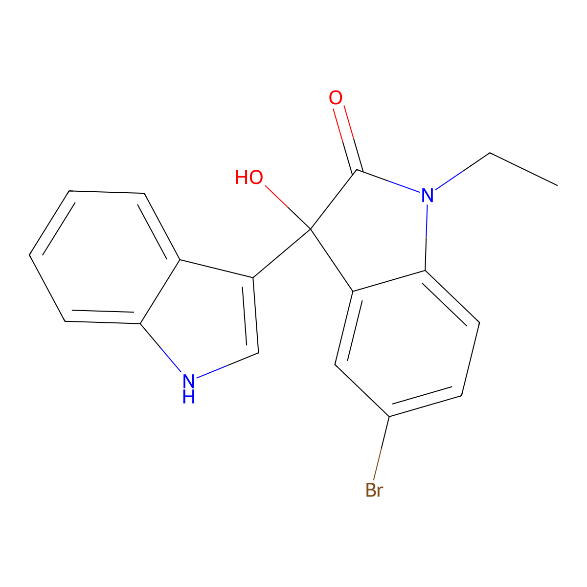 5-bromo-1-ethyl-3-hydroxy-3-(1H-indol-3-yl)indol-2-one molecular structure, CAS 676612-44-5