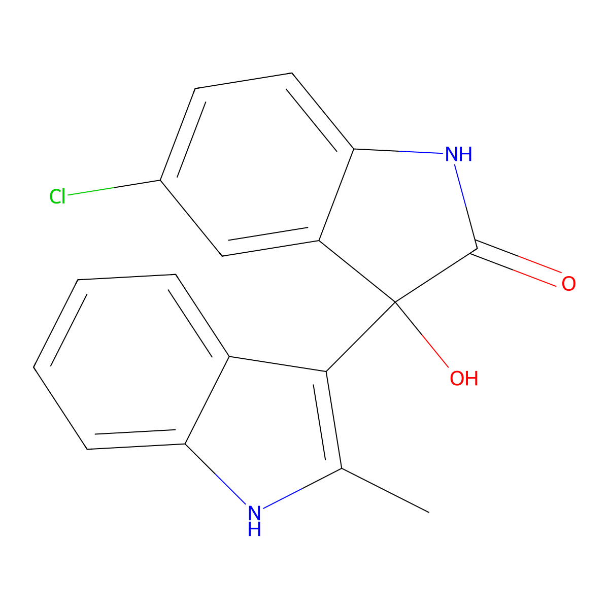 5-chloro-3-hydroxy-3-(2-methyl-1H-indol-3-yl)-1H-indol-2-one molecular structure, CAS 676612-62-7