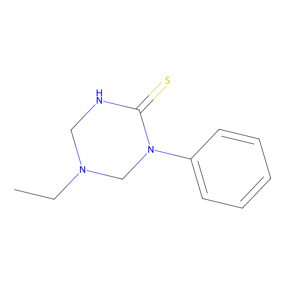 5-Ethyl-1-phenyl-1,3,5-triazinane-2-thione molecular structure, CAS 676612-70-7