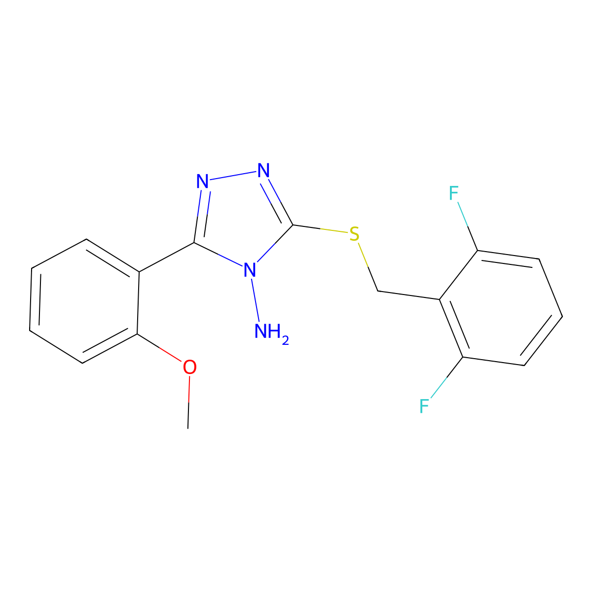 3-[(2,6-difluorobenzyl)sulfanyl]-5-(2-methoxyphenyl)-4H-1,2,4-triazol-4-amine molecular structure, CAS 676622-58-5