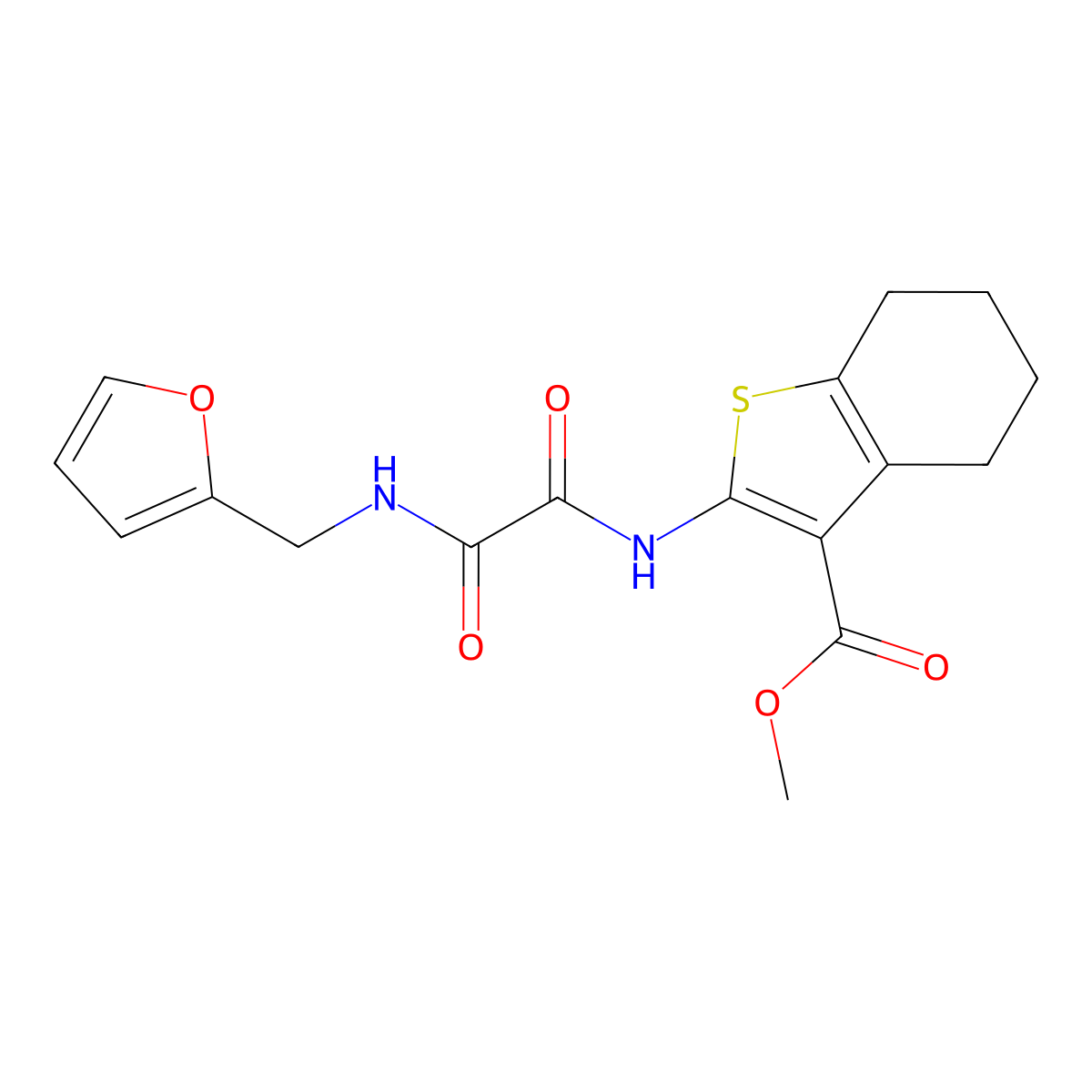 Methyl 2-[[2-(furan-2-ylmethylamino)-2-oxoacetyl]amino]-4,5,6,7-tetrahydro-1-benzothiophene-3-carboxylate molecular structure, CAS 676623-29-3