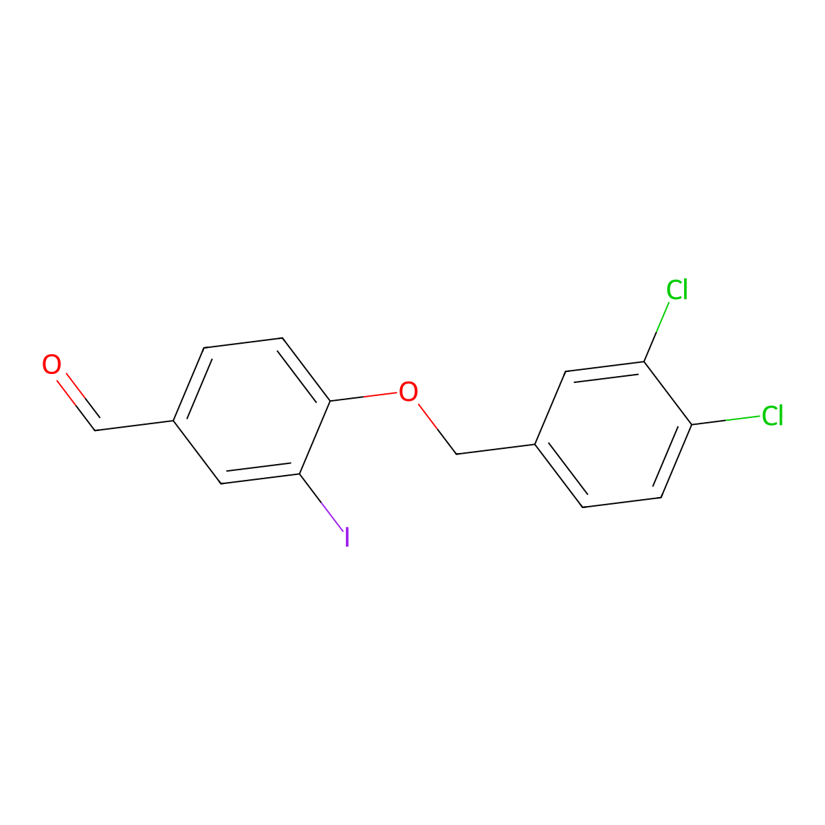 4-[(3,4-Dichlorobenzyl)oxy]-3-iodobenzaldehyde molecular structure, CAS 676624-14-9