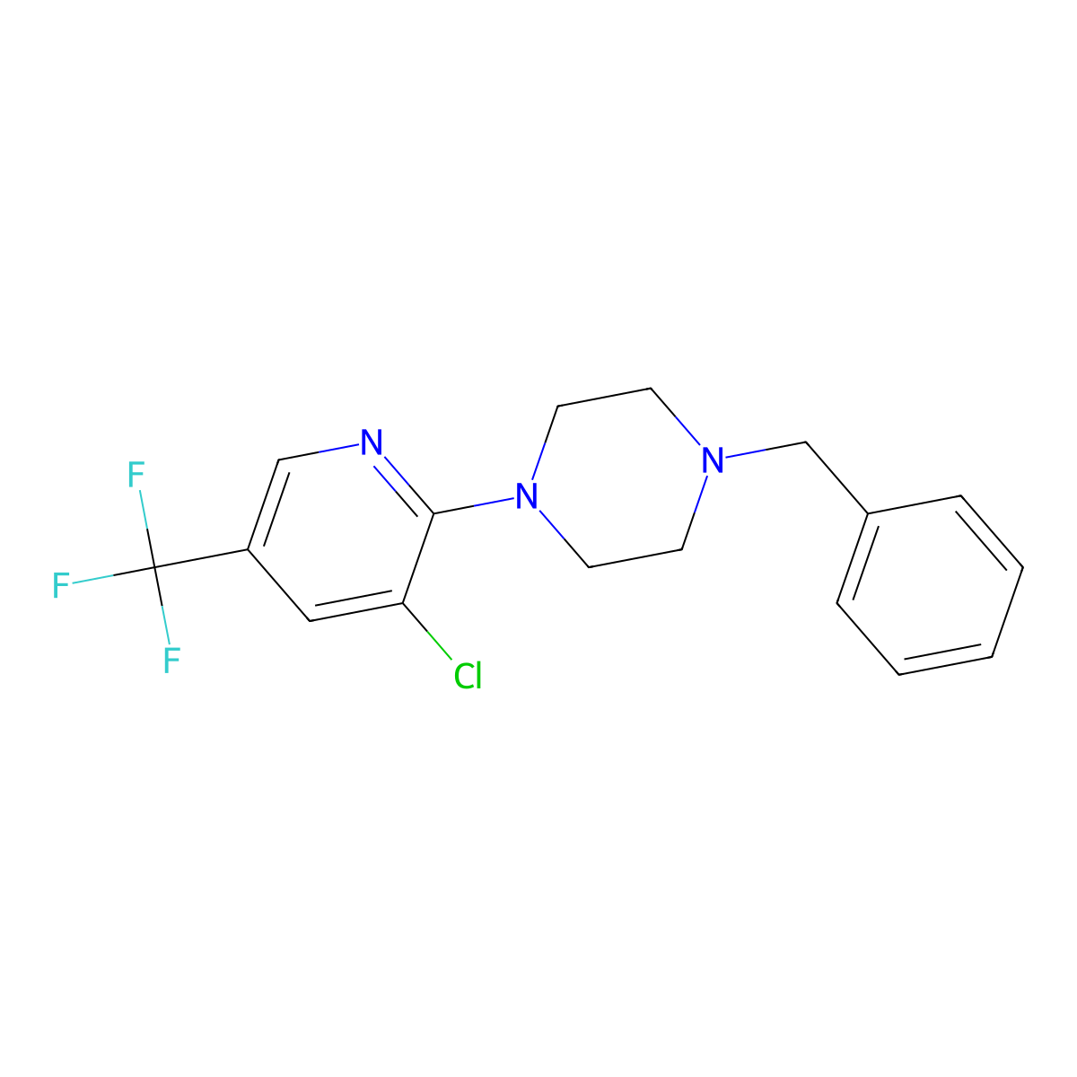 1-Benzyl-4-[3-chloro-5-(trifluoromethyl)-2-pyridinyl]piperazine molecular structure, CAS 676624-85-4