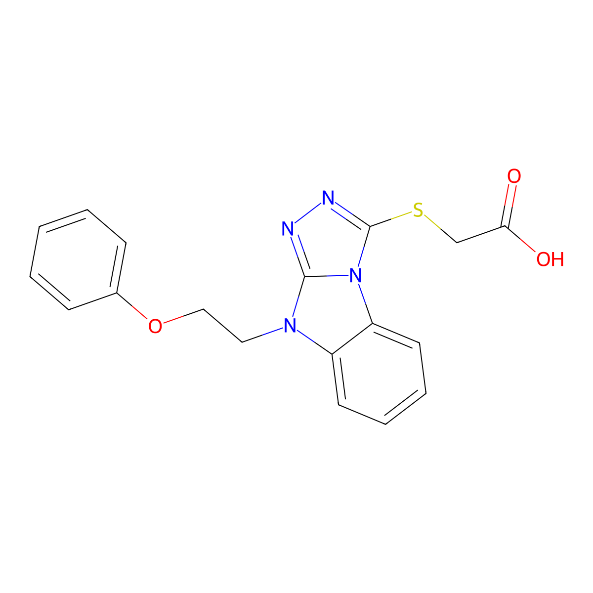 {[9-(2-Phenoxyethyl)-9H-[1,2,4]triazolo[4,3-a]-benzimidazol-3-yl]thio}acetic acid molecular structure, CAS 676630-78-7