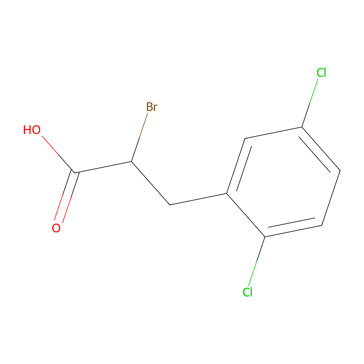 2-Bromo-3-(2,5-dichlorophenyl)propanoic acid molecular structure, CAS 676638-54-3