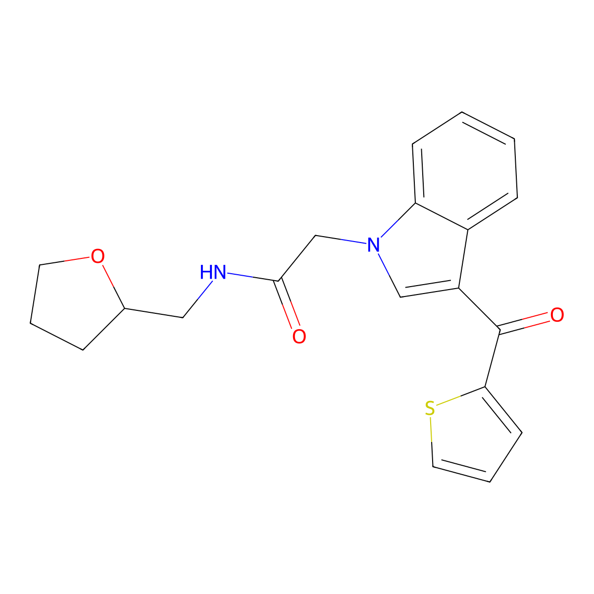 N-(oxolan-2-ylmethyl)-2-[3-(thiophene-2-carbonyl)indol-1-yl]acetamide molecular structure, CAS 676638-68-9