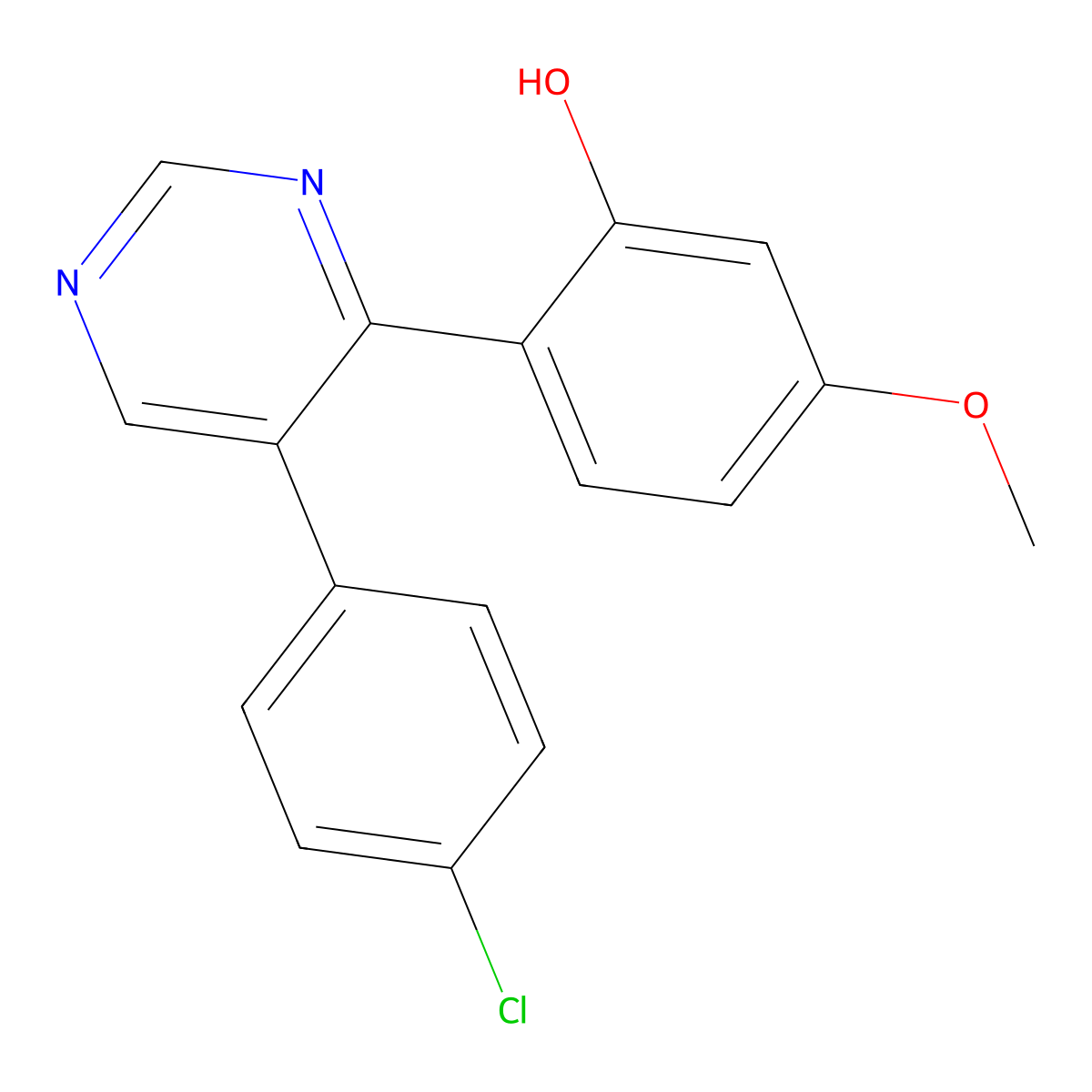 2-[5-(4-Chlorophenyl)pyrimidin-4-yl]-5-methoxyphenol molecular structure, CAS 676638-84-9