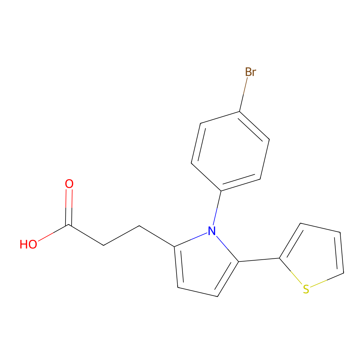 3-[1-(4-Bromophenyl)-5-(2-thienyl)pyrrol-2-yl]propanoic acid molecular structure, CAS 676639-23-9