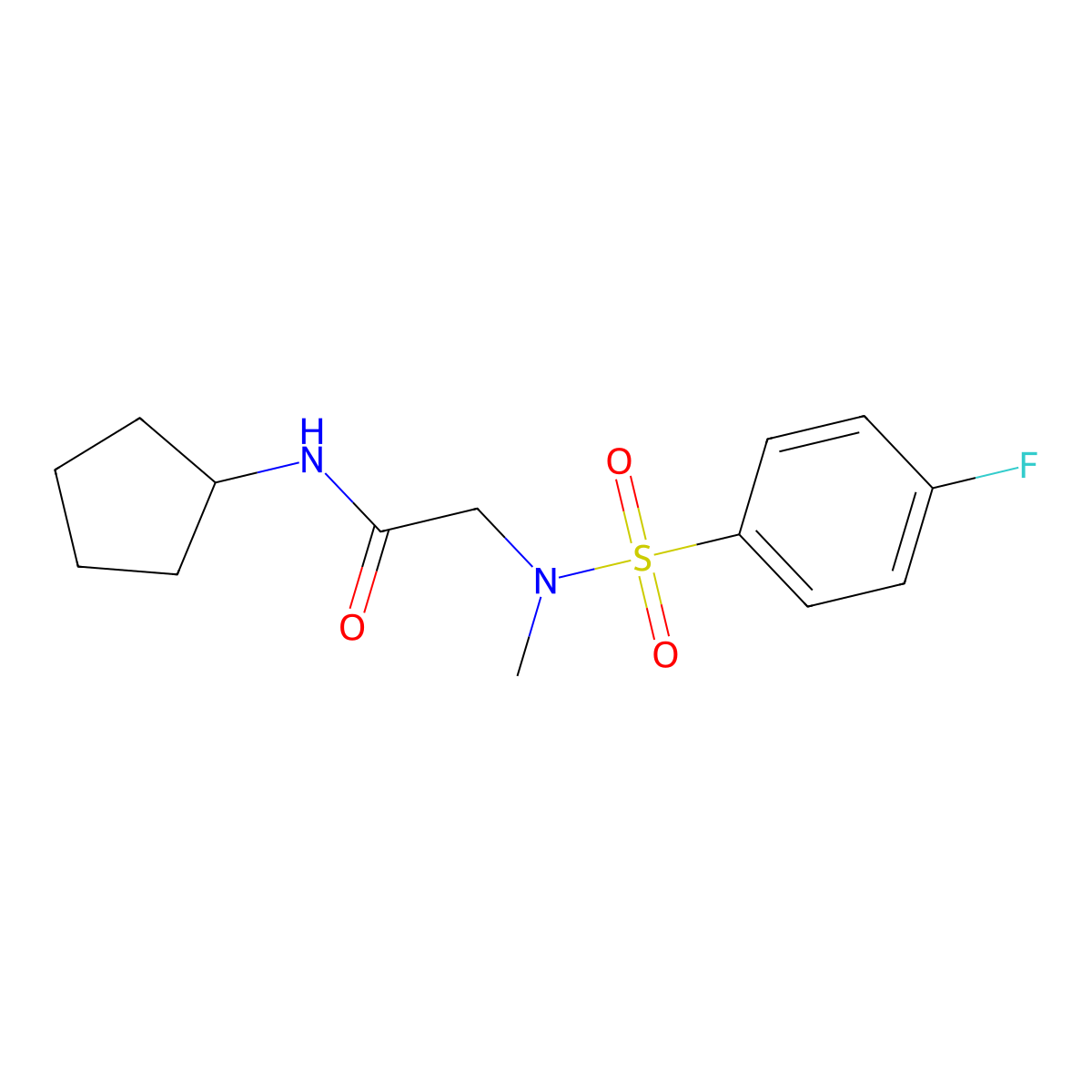 N-cyclopentyl-2-[(4-fluorophenyl)sulfonyl-methylamino]acetamide molecular structure, CAS 676639-29-5