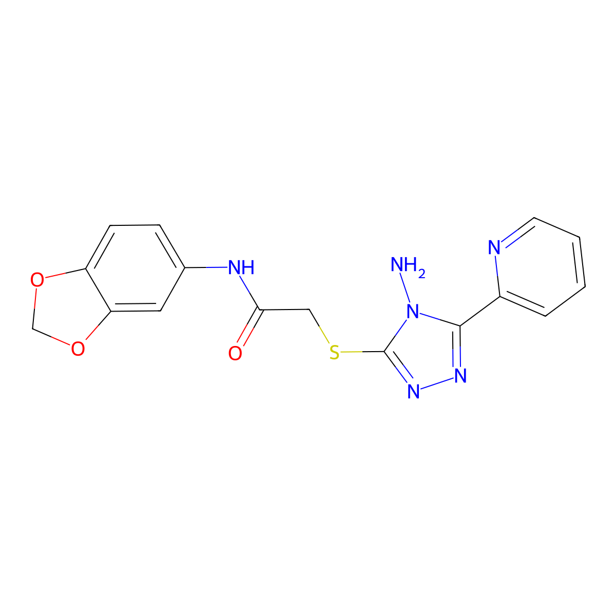 2-{[4-amino-5-(pyridin-2-yl)-4H-1,2,4-triazol-3-yl]sulfanyl}-N-(1,3-benzodioxol-5-yl)acetamide molecular structure, CAS 676639-78-4