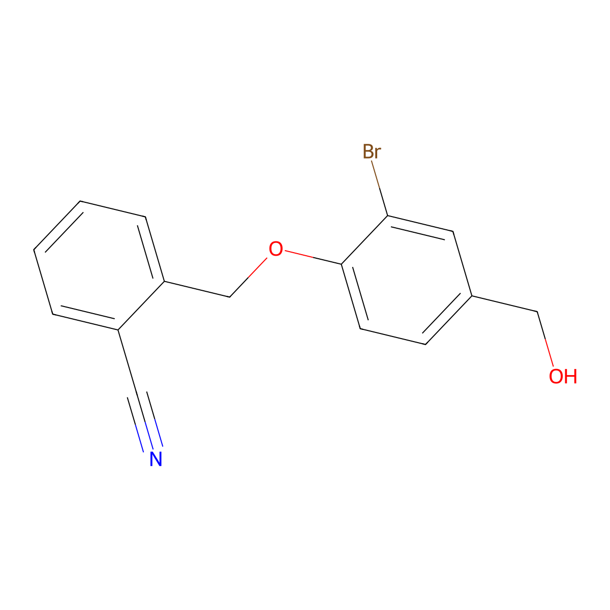2-[[2-Bromo-4-(hydroxymethyl)phenoxy]methyl]benzonitrile molecular structure, CAS 676639-92-2