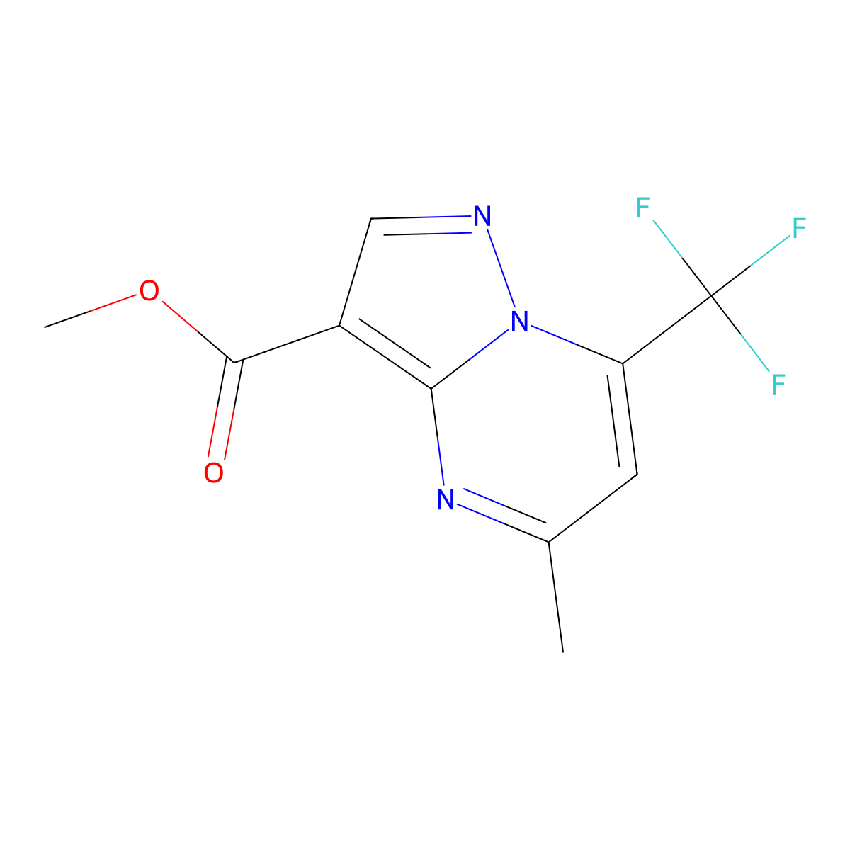 Methyl 5-methyl-7-(trifluoromethyl)pyrazolo[1,5-a]pyrimidine-3-carboxylate molecular structure, CAS 676640-03-2