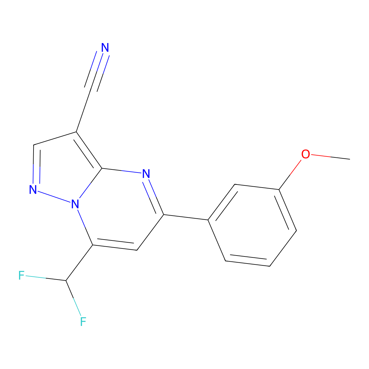 7-(Difluoromethyl)-5-(3-methoxyphenyl)pyrazolo[1,5-a]pyrimidine-3-carbonitrile molecular structure, CAS 676640-33-8