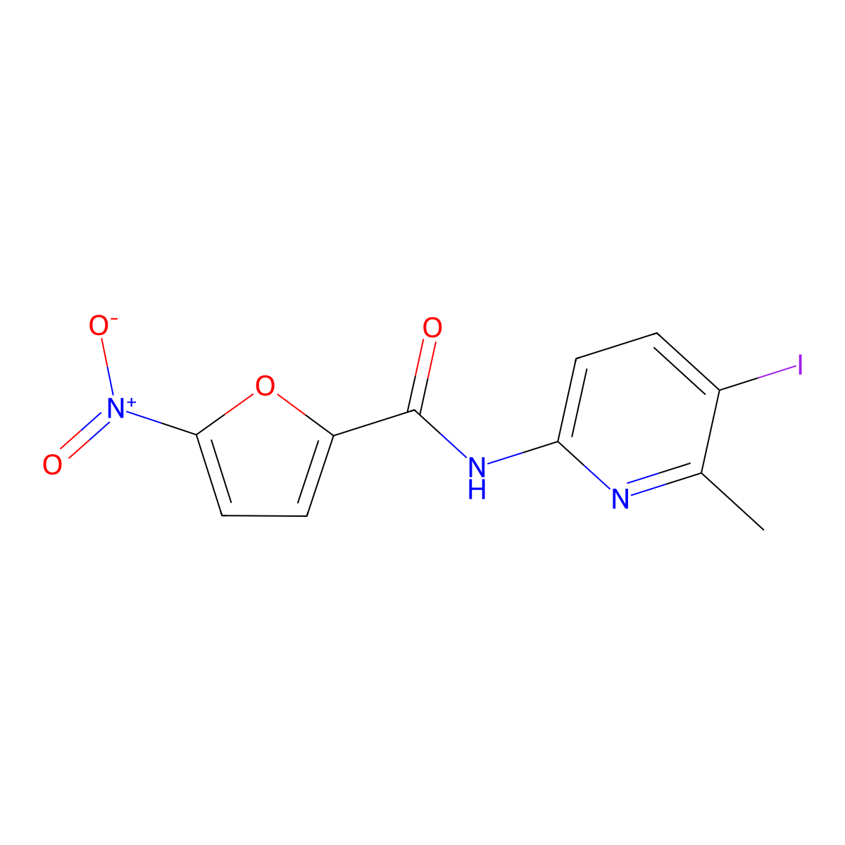 N-(5-iodo-6-methylpyridin-2-yl)-5-nitrofuran-2-carboxamide molecular structure, CAS 676640-34-9