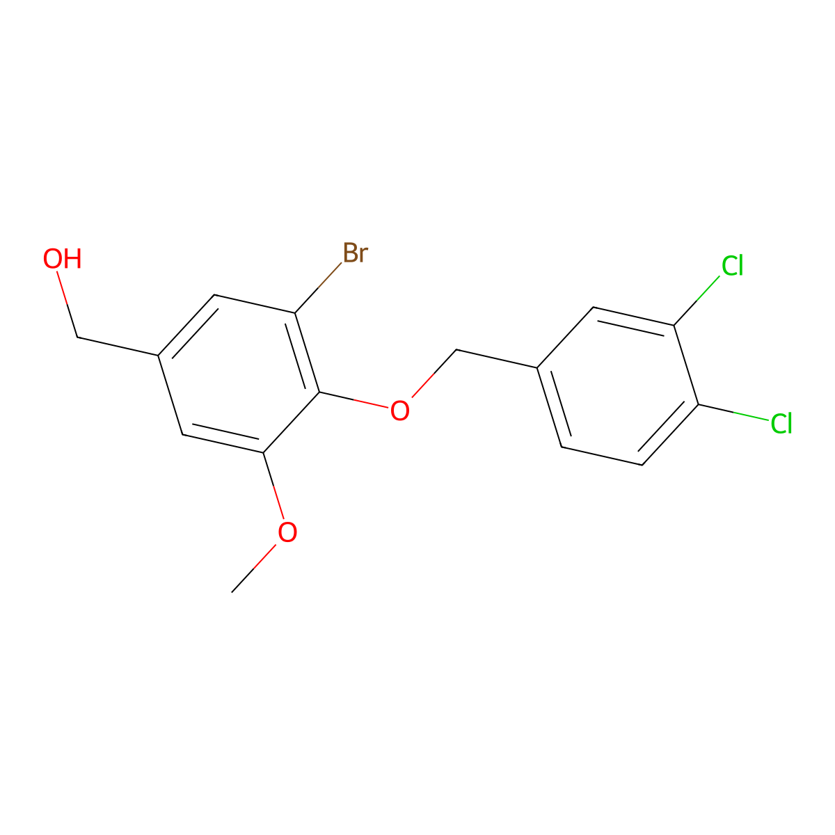 {3-Bromo-4-[(3,4-dichlorobenzyl)oxy]-5-methoxyphenyl}methanol molecular structure, CAS 676640-66-7