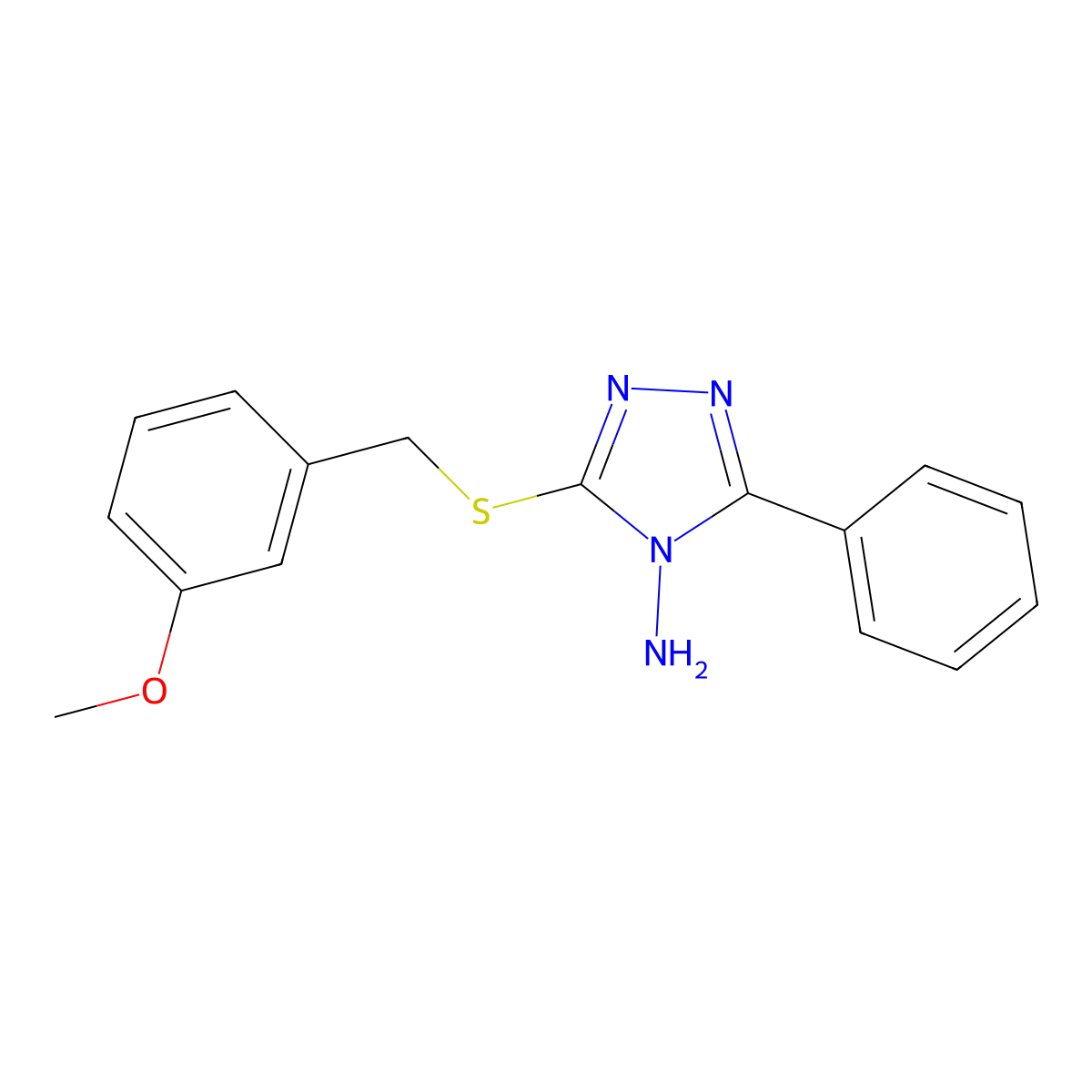 3-[(3-Methoxyphenyl)methylthio]-5-phenyl-1,2,4-triazole-4-ylamine molecular structure, CAS 676641-72-8