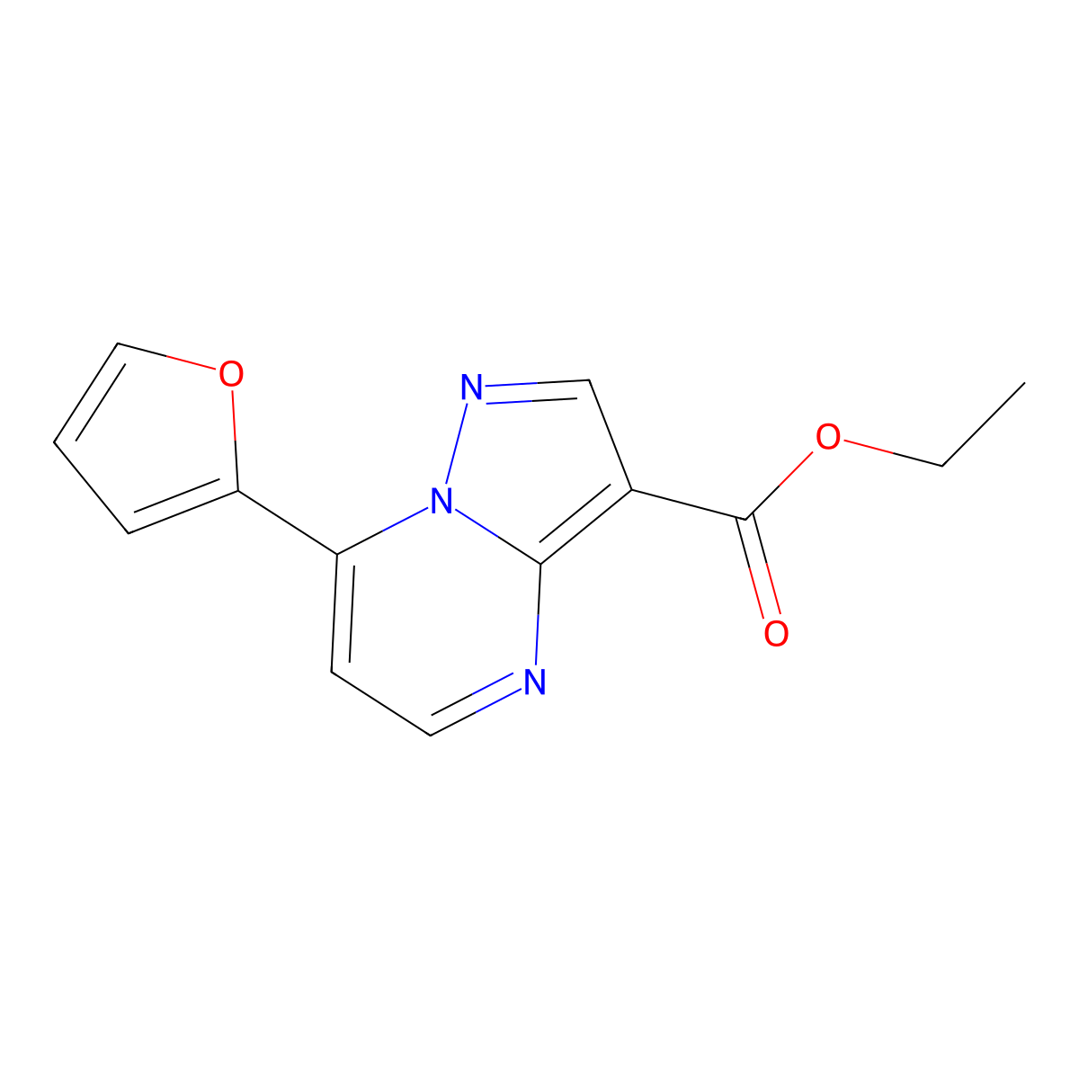 Ethyl 7-(furan-2-yl)pyrazolo[1,5-a]pyrimidine-3-carboxylate molecular structure, CAS 676643-01-9
