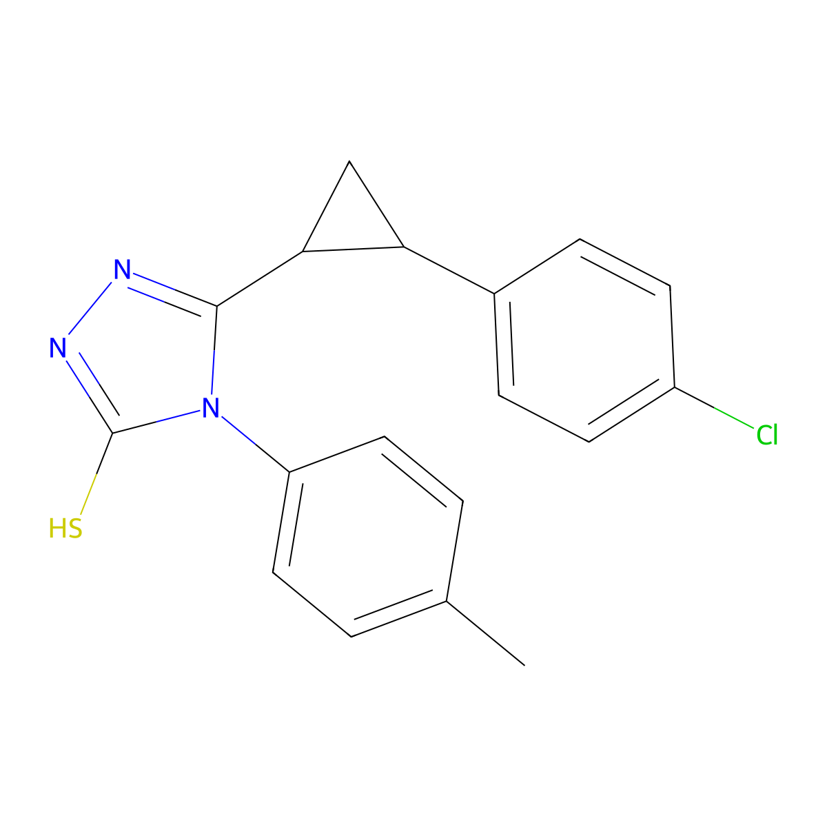 3-[2-(4-chlorophenyl)cyclopropyl]-4-(4-methylphenyl)-1H-1,2,4-triazole-5-thione molecular structure, CAS 676643-25-7