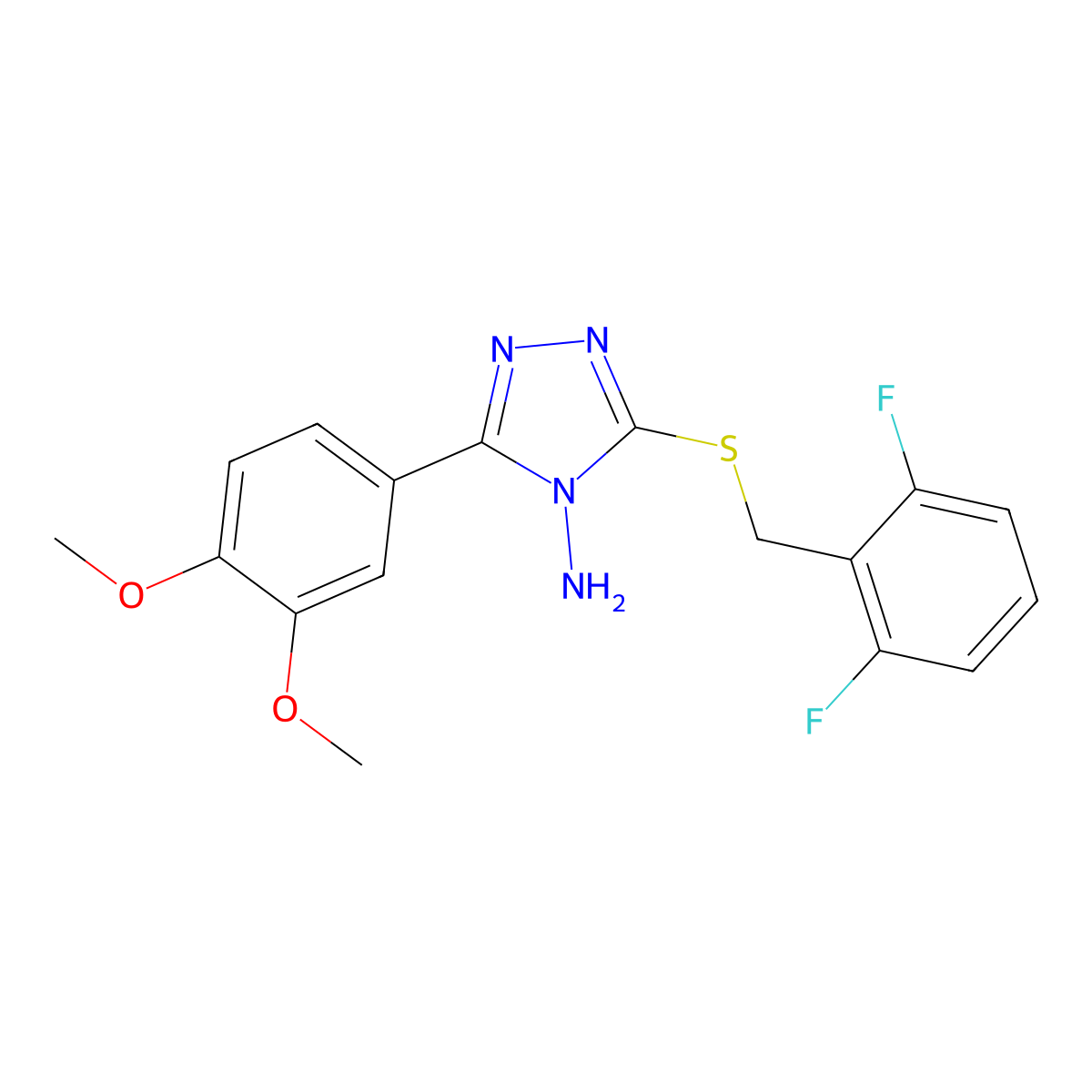 3-((2,6-Difluorobenzyl)thio)-5-(3,4-dimethoxyphenyl)-4H-1,2,4-triazol-4-ylamine molecular structure, CAS 676643-35-9