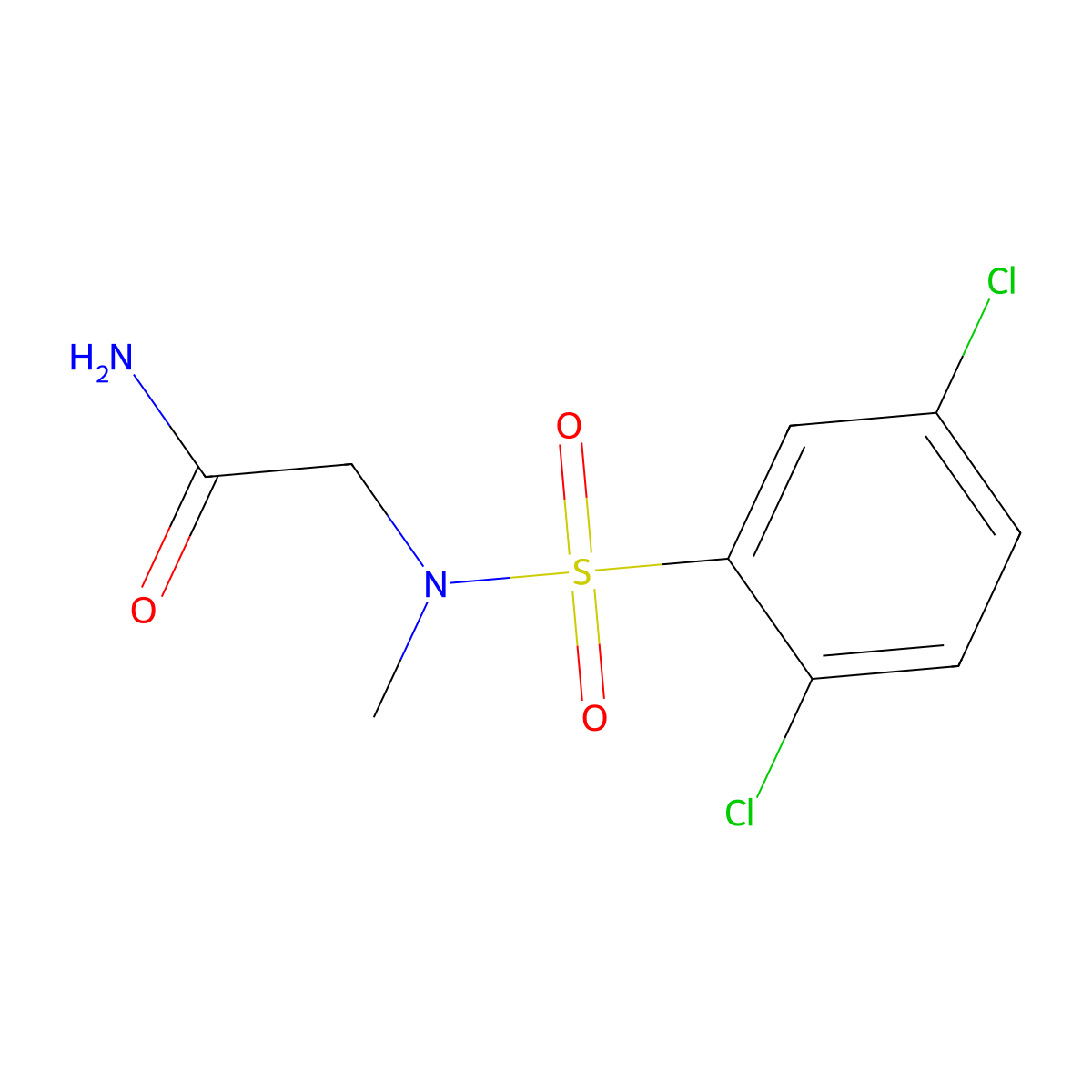 2-[(2,5-Dichlorophenyl)sulfonyl-methylamino]acetamide molecular structure, CAS 676643-36-0