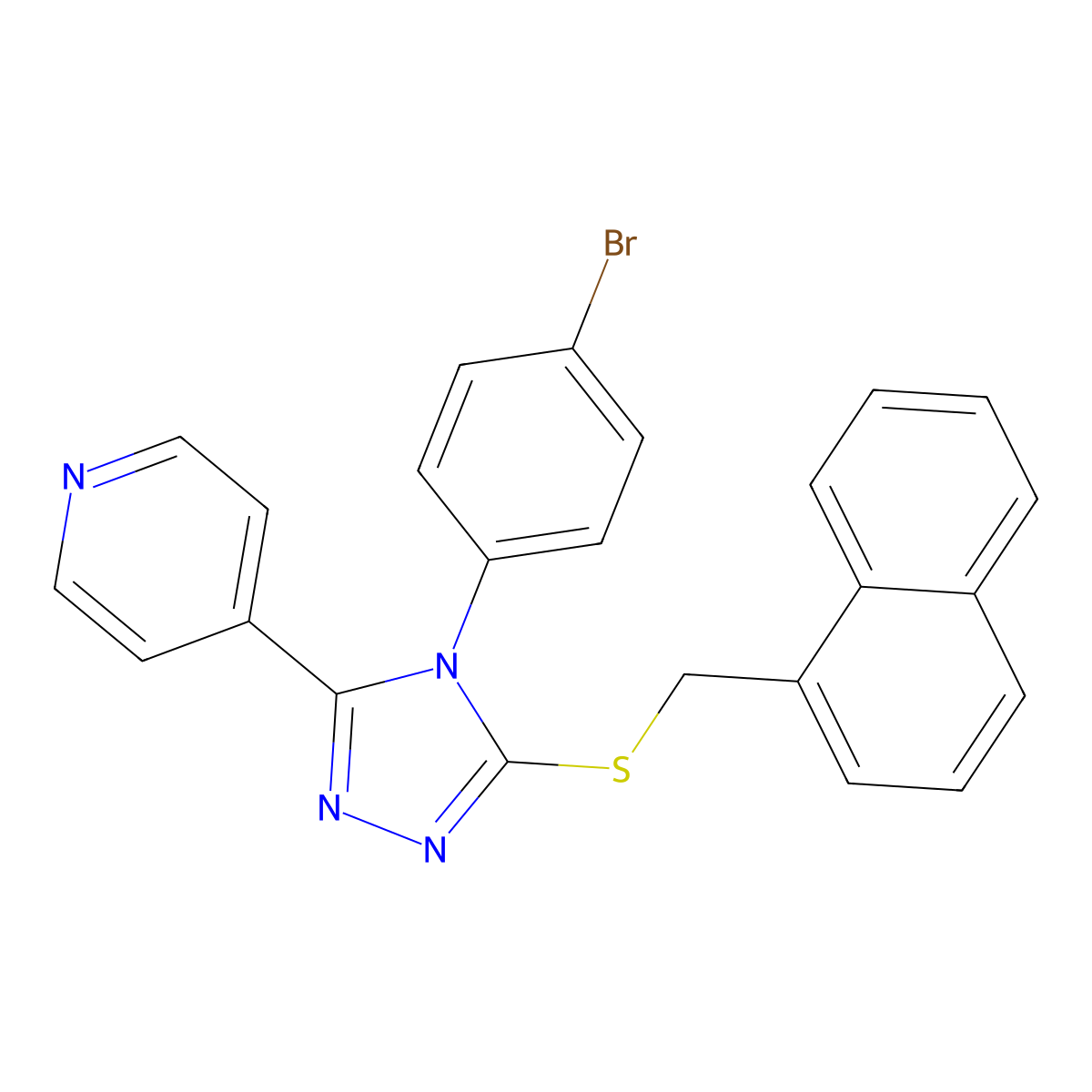 4-(4-(4-Bromophenyl)-5-((1-naphthylmethyl)thio)-4H-1,2,4-triazol-3-YL)pyridine molecular structure, CAS 676643-89-3