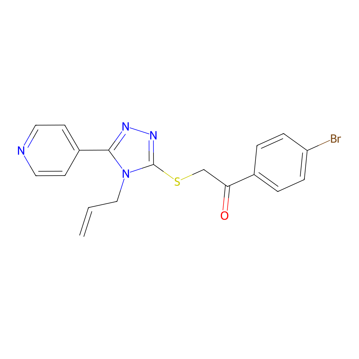 1-(4-bromophenyl)-2-{[4-(prop-2-en-1-yl)-5-(pyridin-4-yl)-4H-1,2,4-triazol-3-yl]sulfanyl}ethanone molecular structure, CAS 676645-29-7
