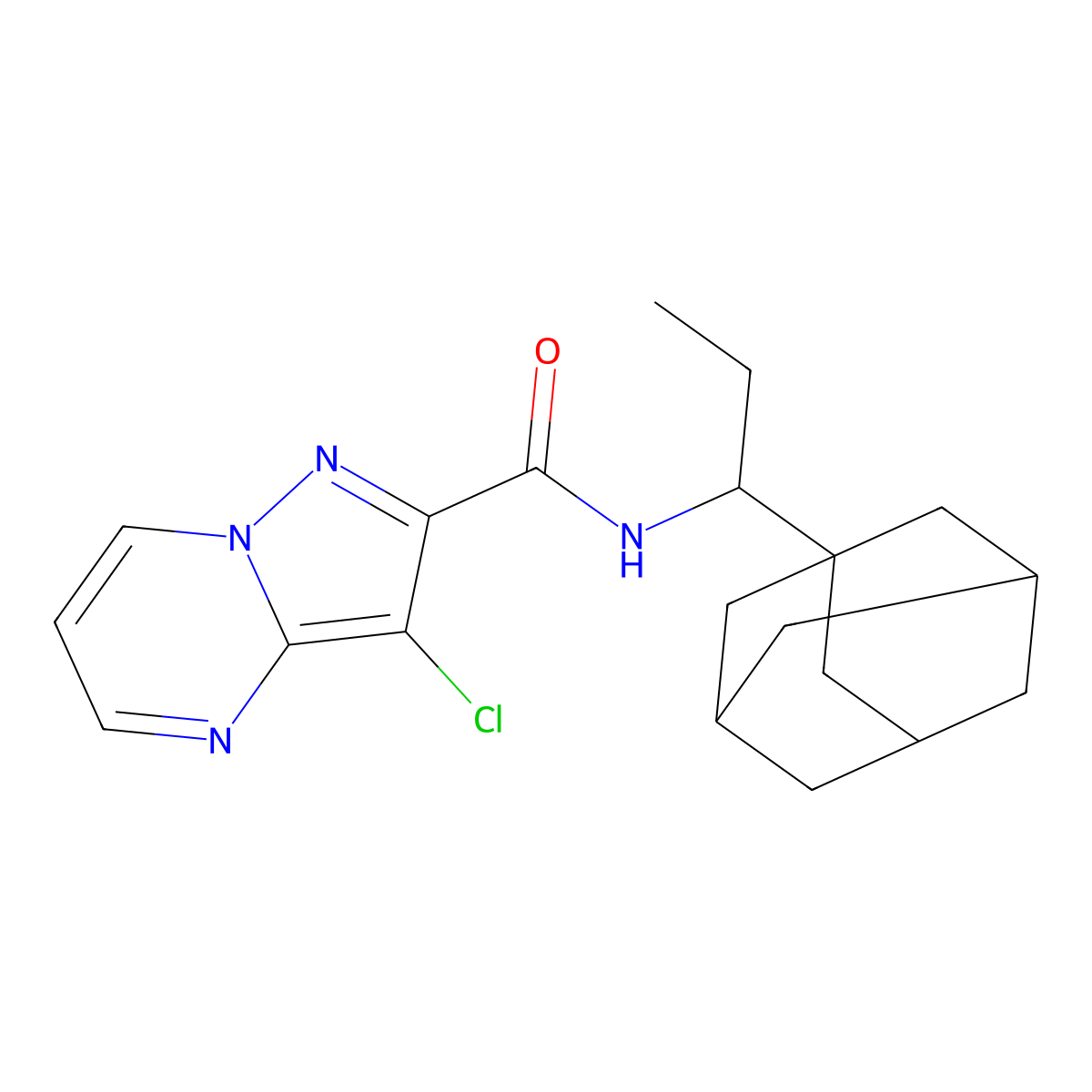 N-[1-(1-adamantyl)propyl]-3-chloropyrazolo[1,5-a]pyrimidine-2-carboxamide molecular structure, CAS 676646-08-5