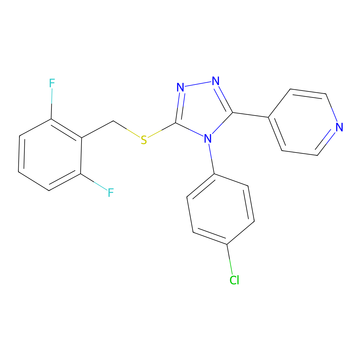 4-{4-(4-chlorophenyl)-5-[(2,6-difluorobenzyl)sulfanyl]-4H-1,2,4-triazol-3-yl}pyridine molecular structure, CAS 676646-67-6