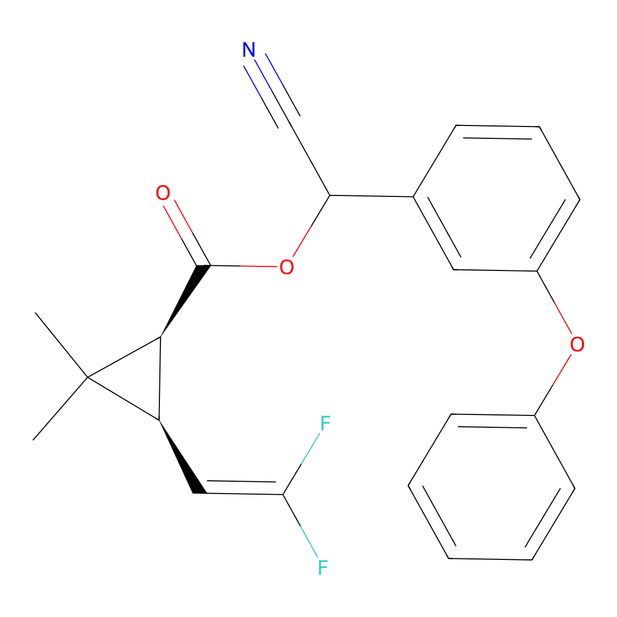 Cyano(3-phenoxyphenyl)methyl 3-(2,2-difluoroethenyl)-2,2-dimethylcyclopropane-1-carboxylate molecular structure, CAS 67670-66-0