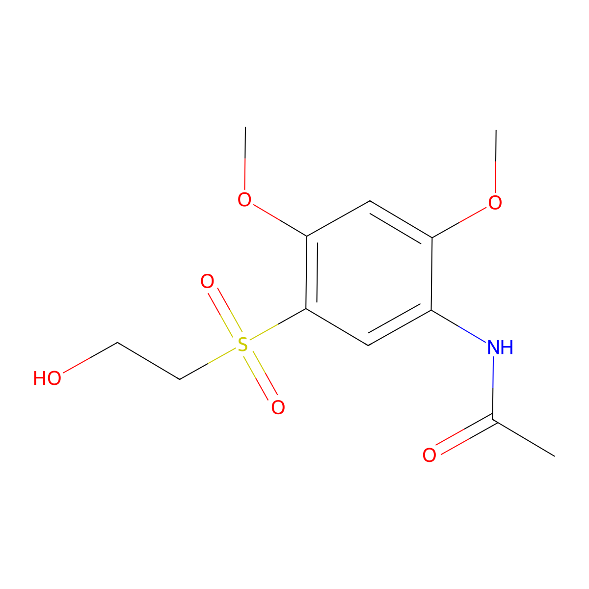 N-(5-((2-Hydroxyethyl)sulfonyl)-2,4-dimethoxyphenyl)acetamide molecular structure, CAS 67674-20-8