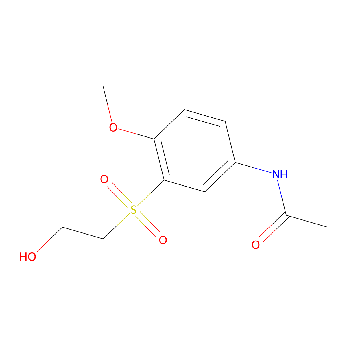 Acetamide, N-(3-((2-hydroxyethyl)sulfonyl)-4-methoxyphenyl)- molecular structure, CAS 67674-32-2