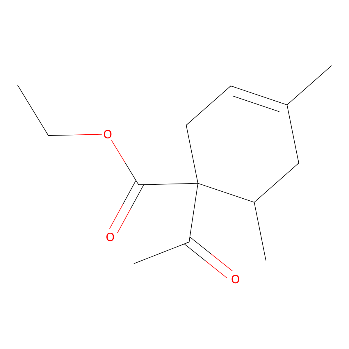 3-Cyclohexene-1-carboxylic acid, 1-acetyl-4,6-dimethyl-, ethyl ester molecular structure, CAS 67674-38-8
