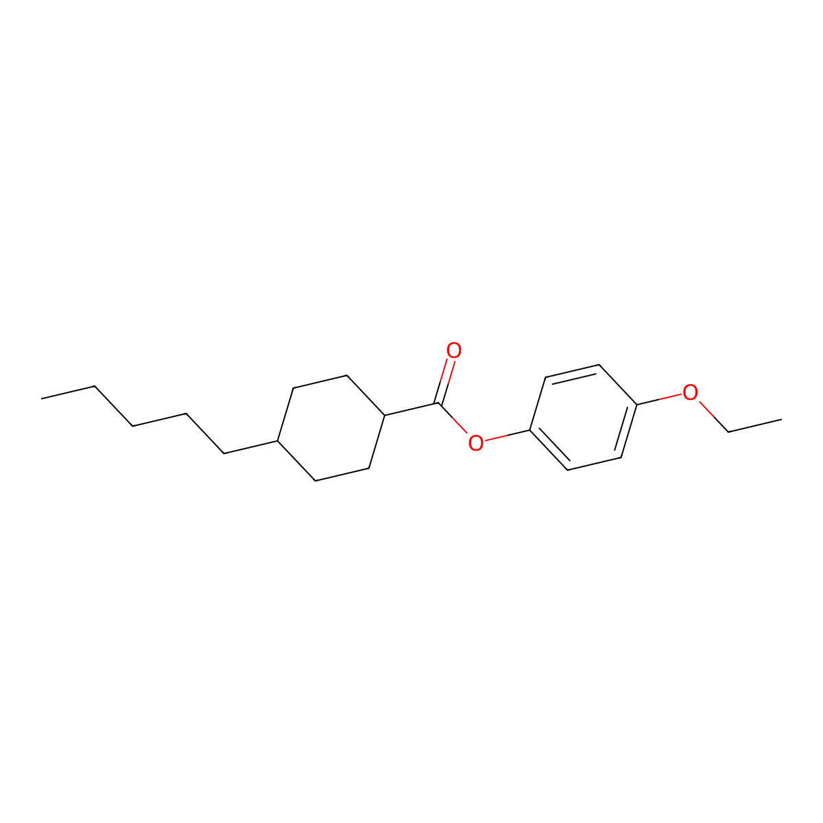 Cyclohexanecarboxylic acid, 4-pentyl-, 4-ethoxyphenyl ester molecular structure, CAS 67679-63-4
