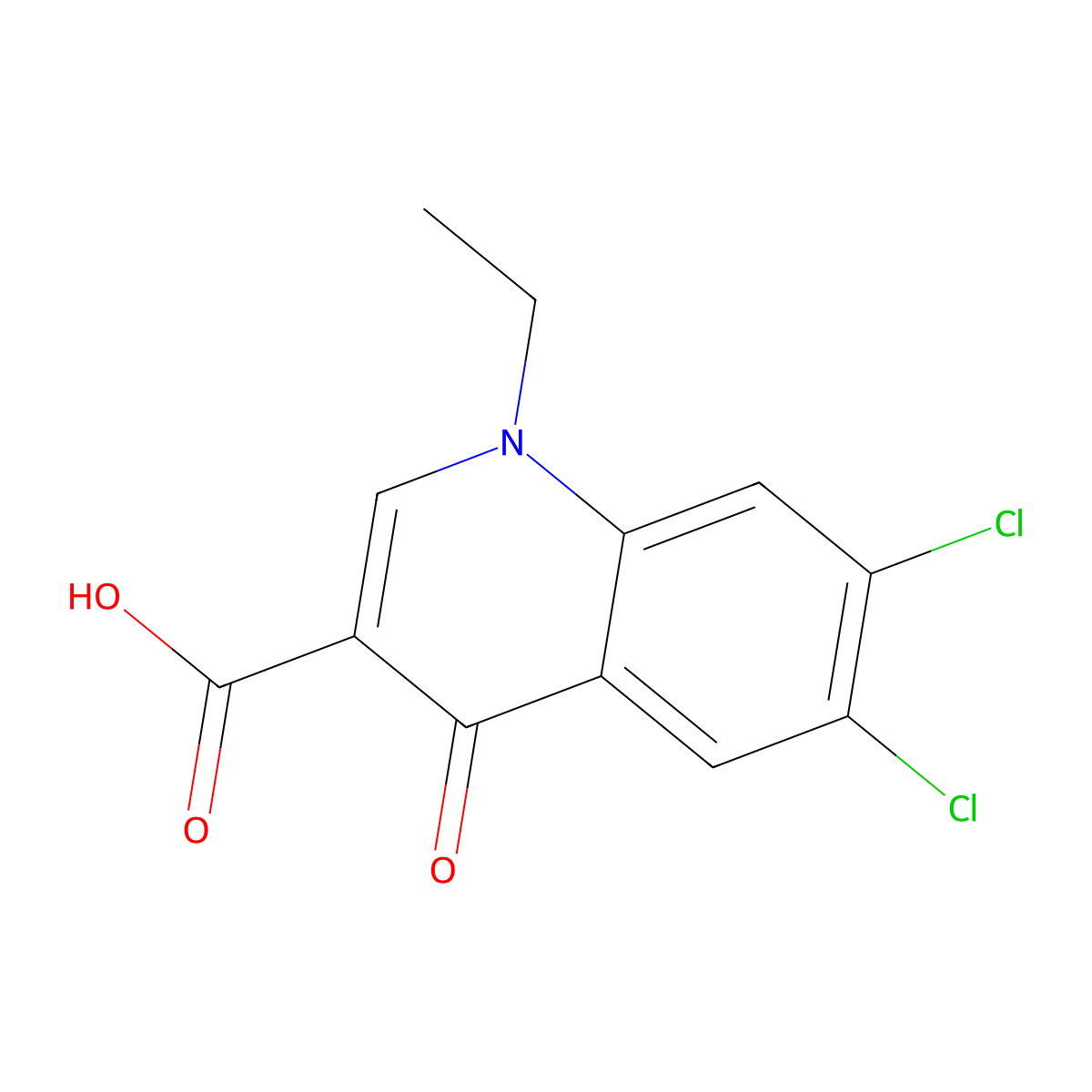 6,7-Dichloro-1-ethyl-4-oxo-1,4-dihydroquinoline-3-carboxylic acid molecular structure, CAS 67681-88-3