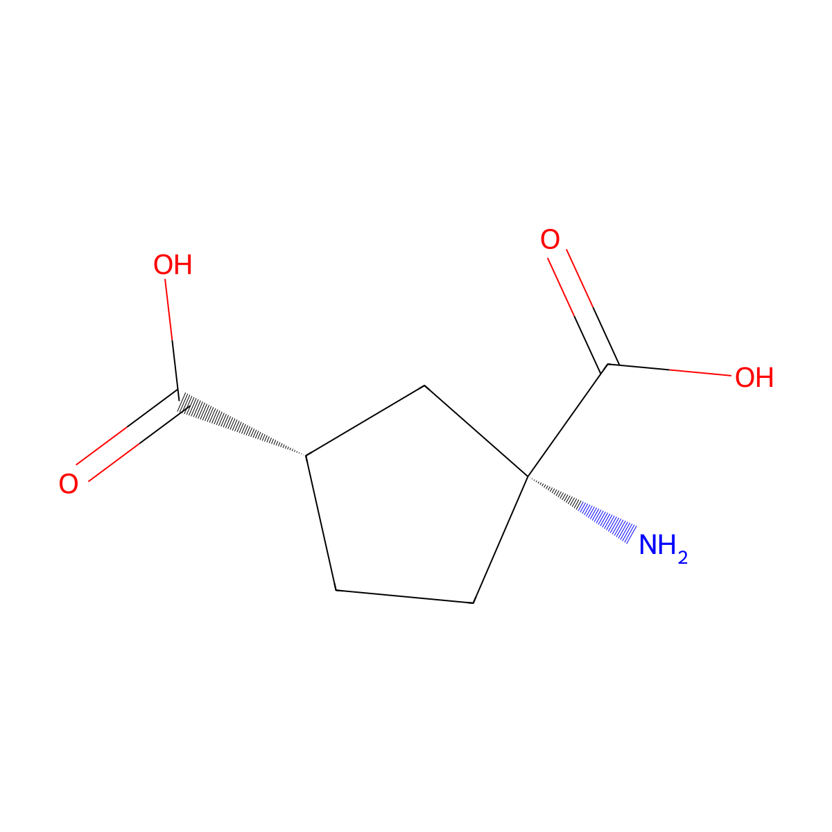 1-amino-1,3-dicarboxycyclopentane, trans-(1R,3S)- molecular structure, CAS 67684-64-4