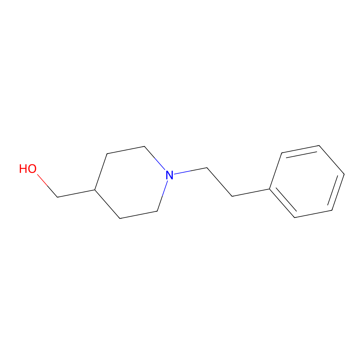4-Piperidinemethanol, 1-(2-phenylethyl)- molecular structure, CAS 67686-02-6