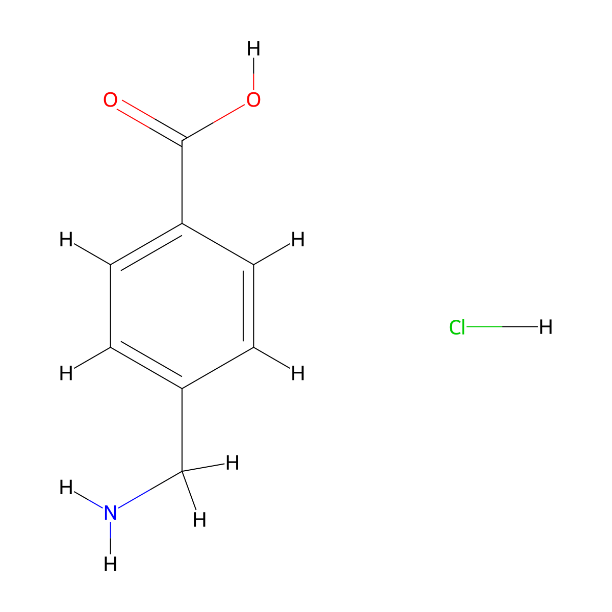 Benzoic acid, 4-(aminomethyl)-, hydrochloride (1:1) molecular structure, CAS 67688-72-6