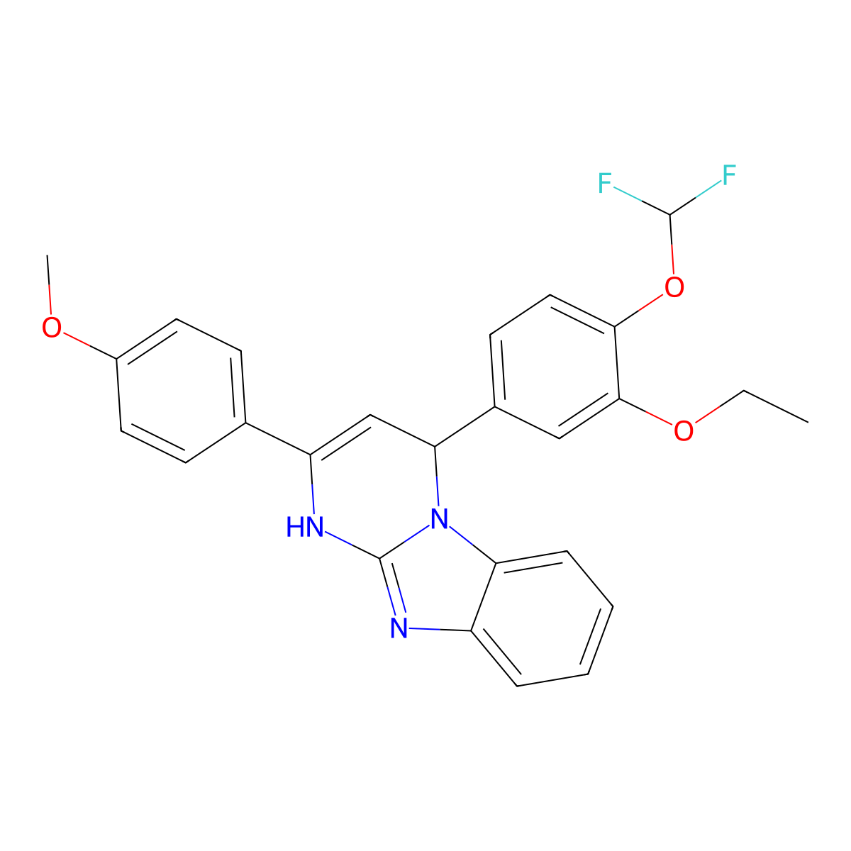 4-[4-(Difluoromethoxy)-3-ethoxyphenyl]-2-(4-methoxyphenyl)-4,10-dihydropyrimido[1,2-a]benzimidazole molecular structure, CAS 6769-72-8