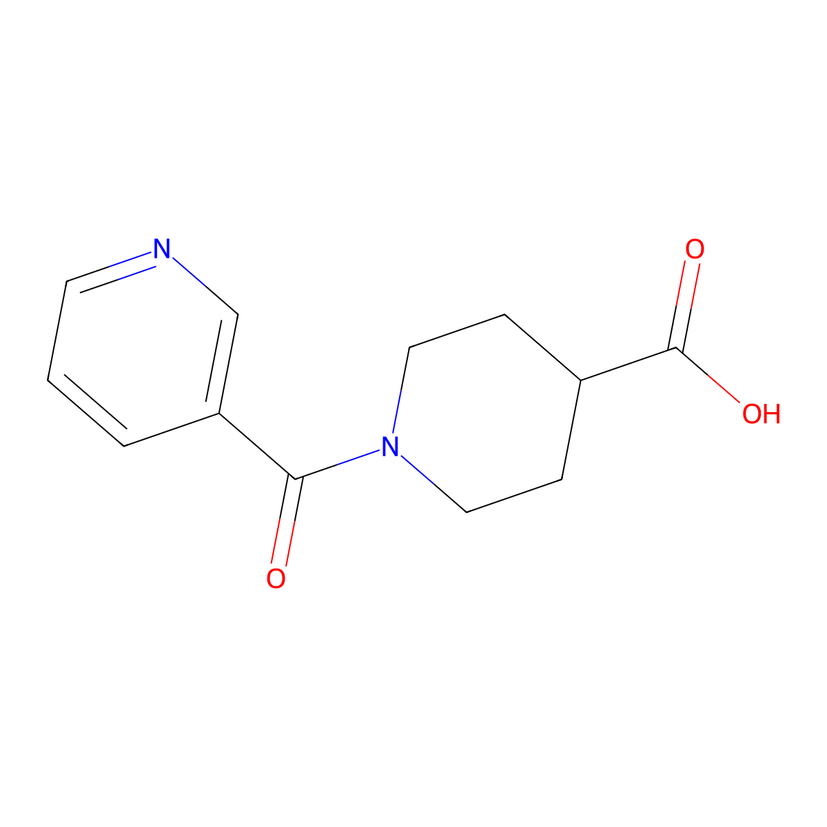 1-(pyridine-3-carbonyl)piperidine-4-carboxylic Acid molecular structure, CAS 67691-57-0