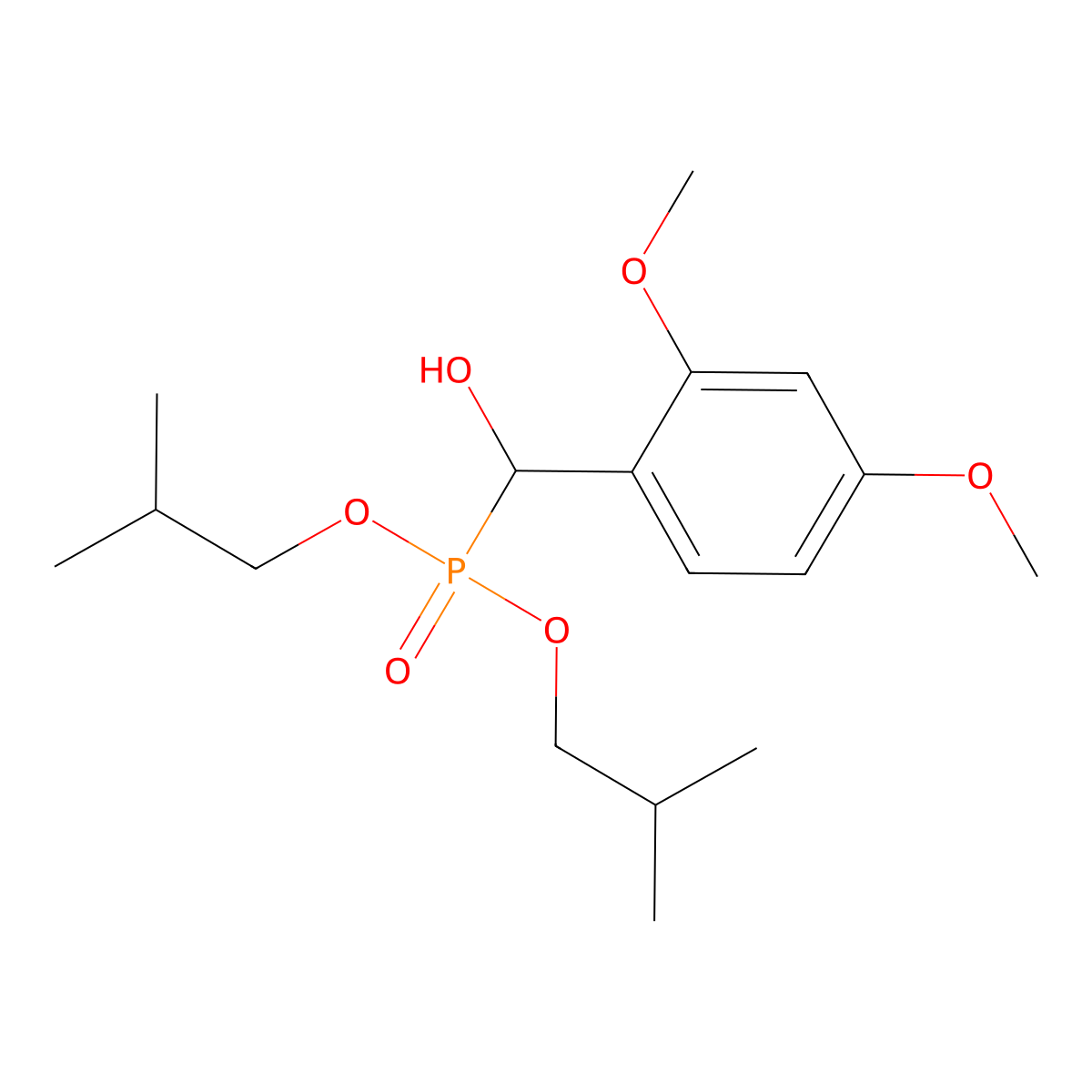 Bis(2-methylpropoxy)phosphoryl-(2,4-dimethoxyphenyl)methanol molecular structure, CAS 67691-88-7