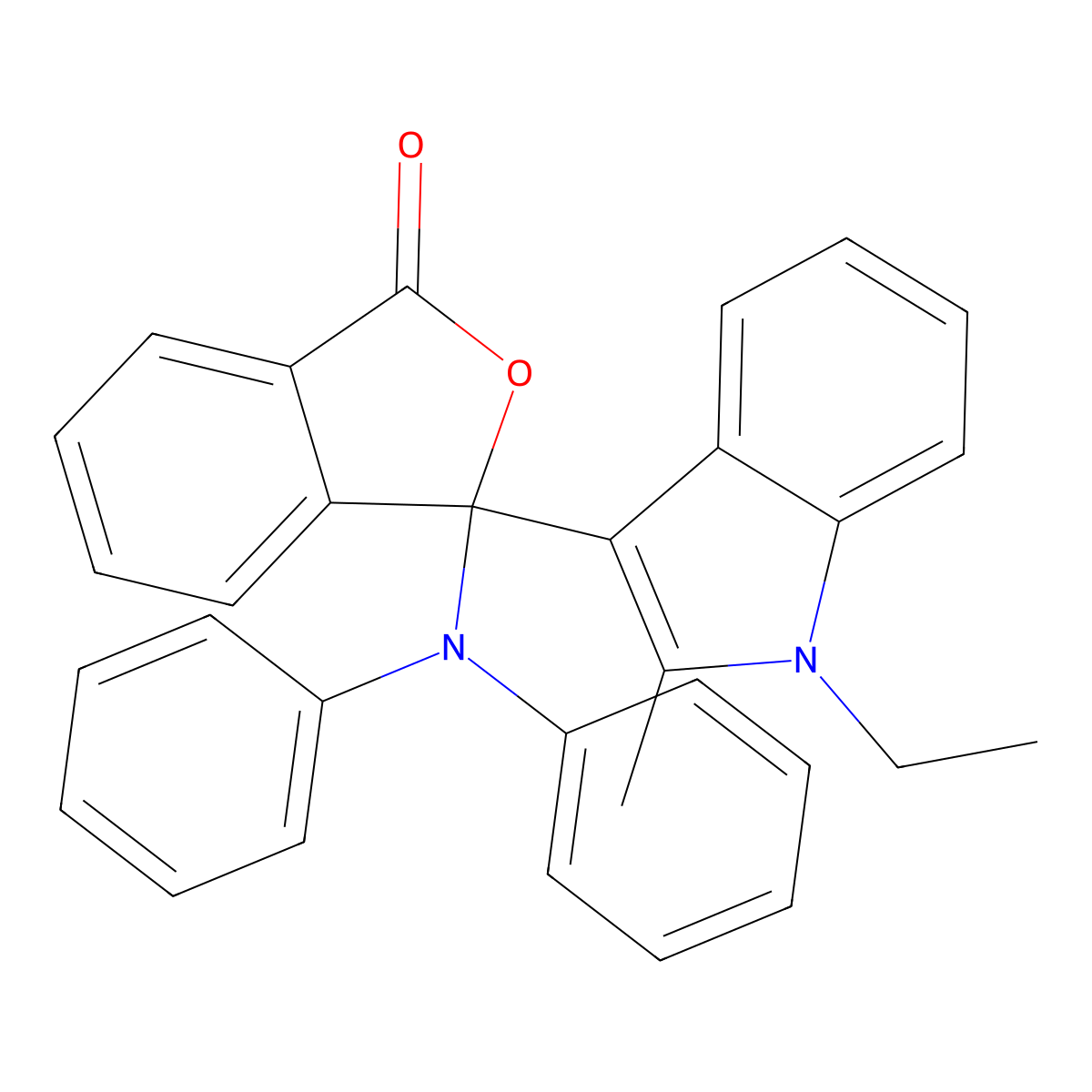 1(3H)-Isobenzofuranone, 3-(diphenylamino)-3-(1-ethyl-2-methyl-1H-indol-3-yl)- molecular structure, CAS 67697-46-5